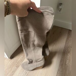 Over the knee suede wedge boots
